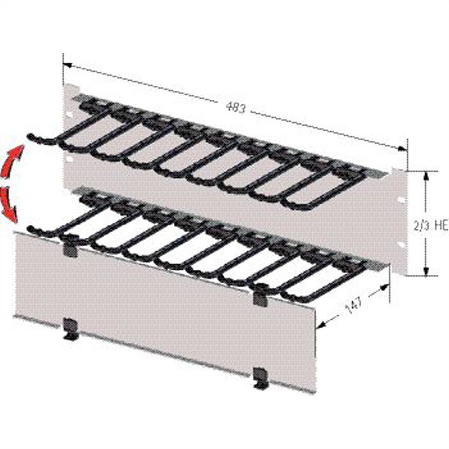 19"-Kabelmanager 2 HE mit klappbarer Blende, lichtgrau