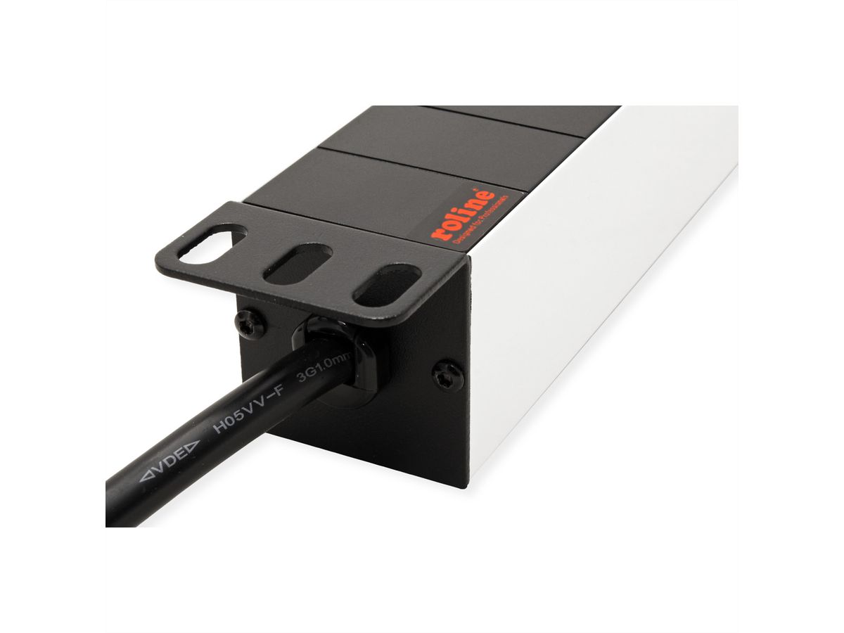 ROLINE 19-Zoll-Steckdosenleiste 8-fach C13 + C14-Stecker, 10A, Aluminium, 2 m