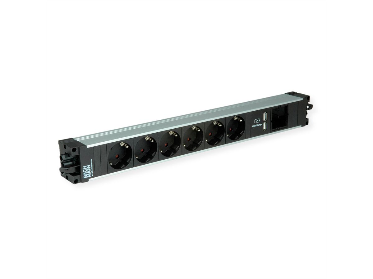 BACHMANN STEP ALU 6x Schutzkontakt 1x USB-Charger 1xABD
