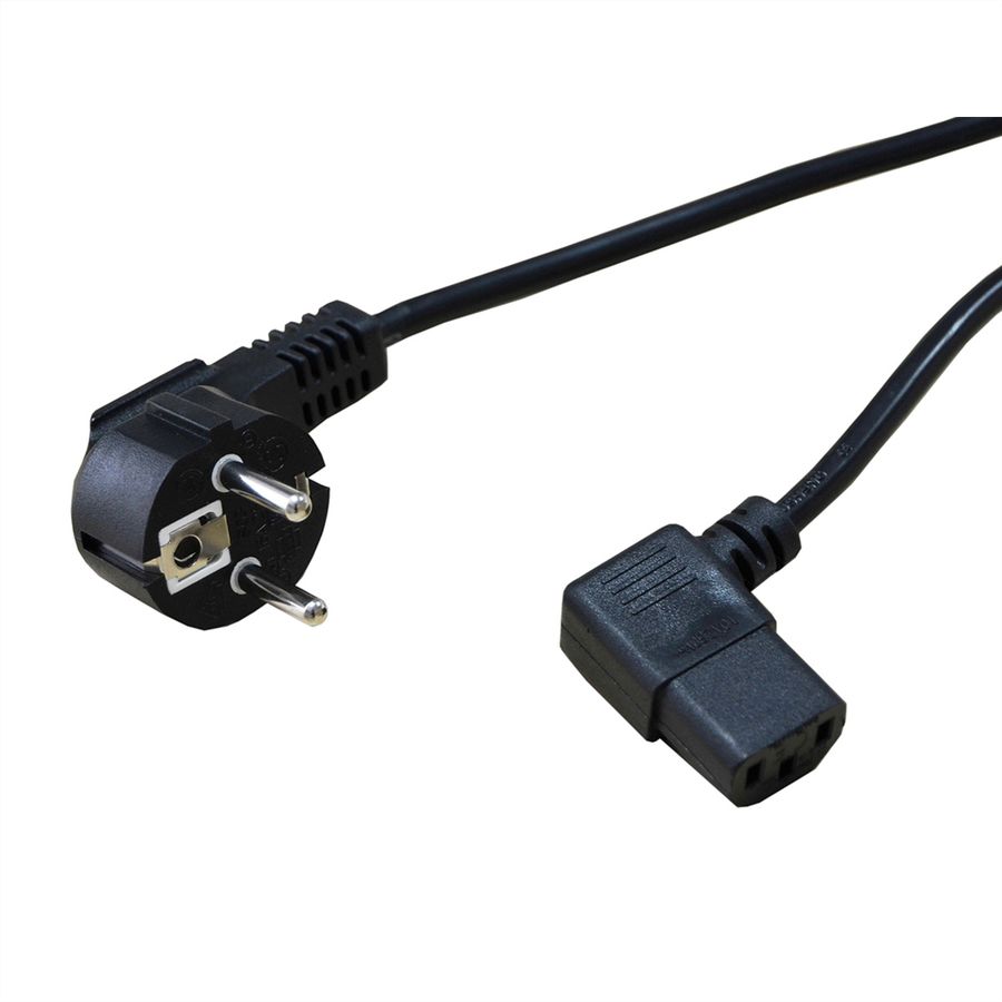 STANDARD Netzkabel, abgewinkelte IEC-Buchse, schwarz, 1,8 m