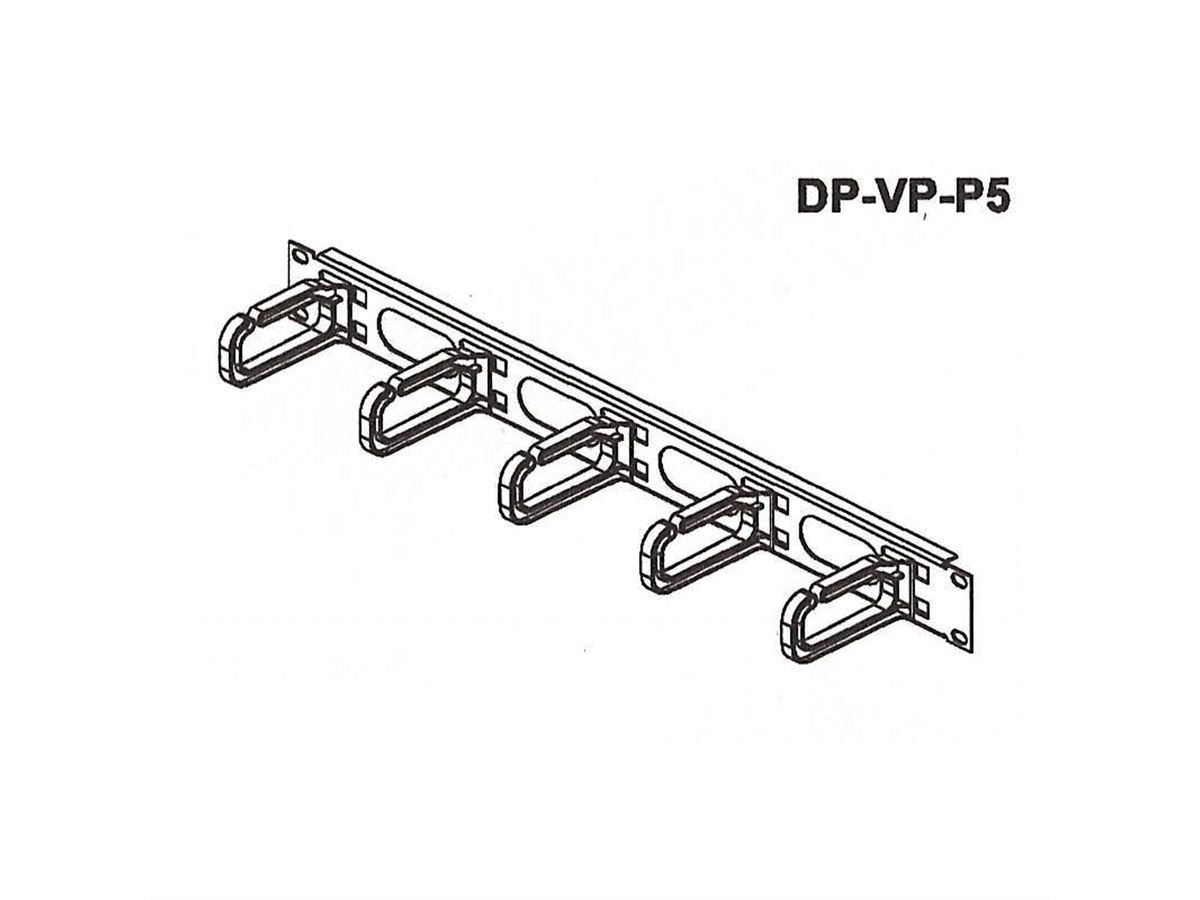 CONTEG 19"-Kabelführung 1 HE mit 5 Kabelösen 40 x 80 mm