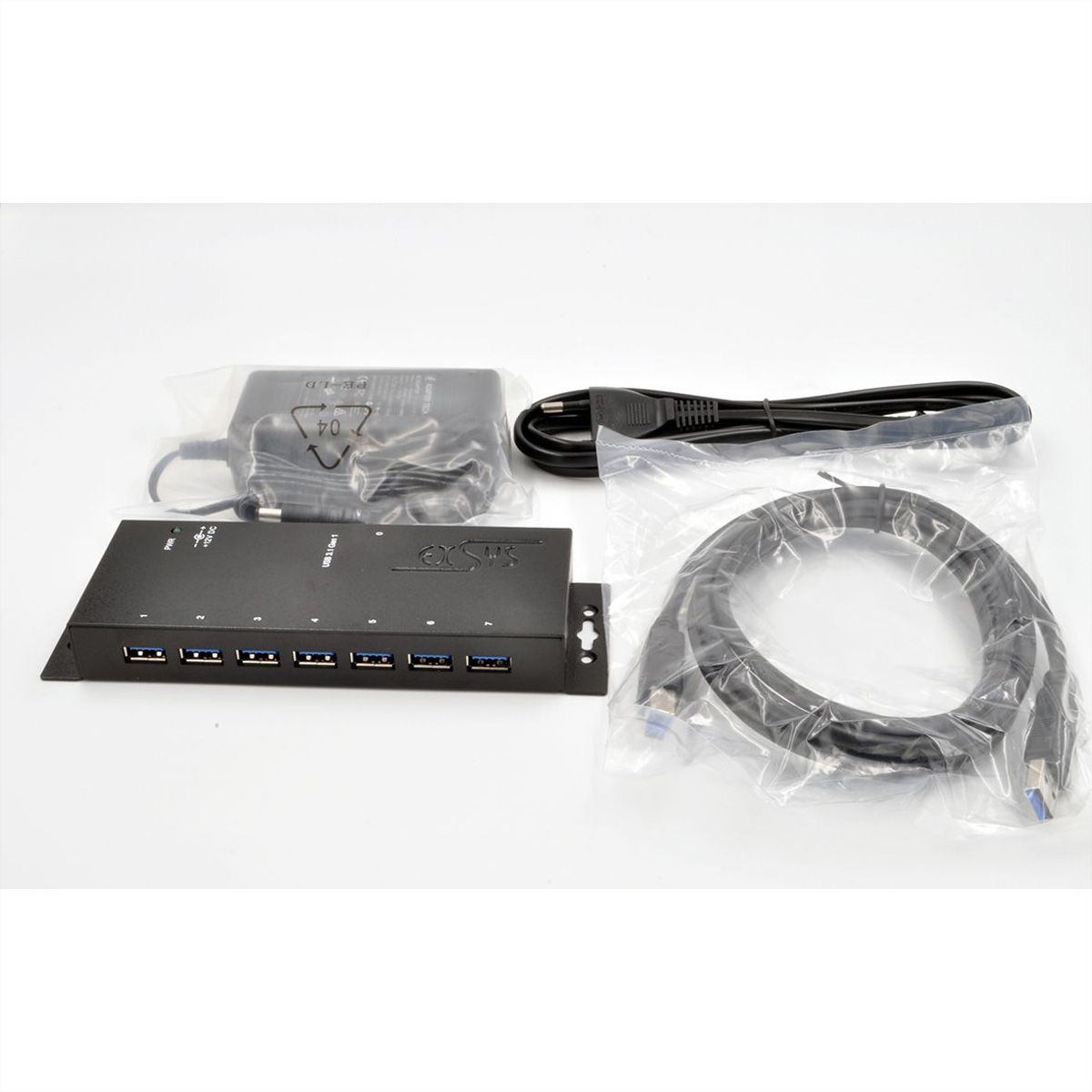 EXSYS EX-1188HMS-3 7 Ports USB 3.2 Gen1 Metall HUB mit 15KV ESD Überspannungs-Schutz