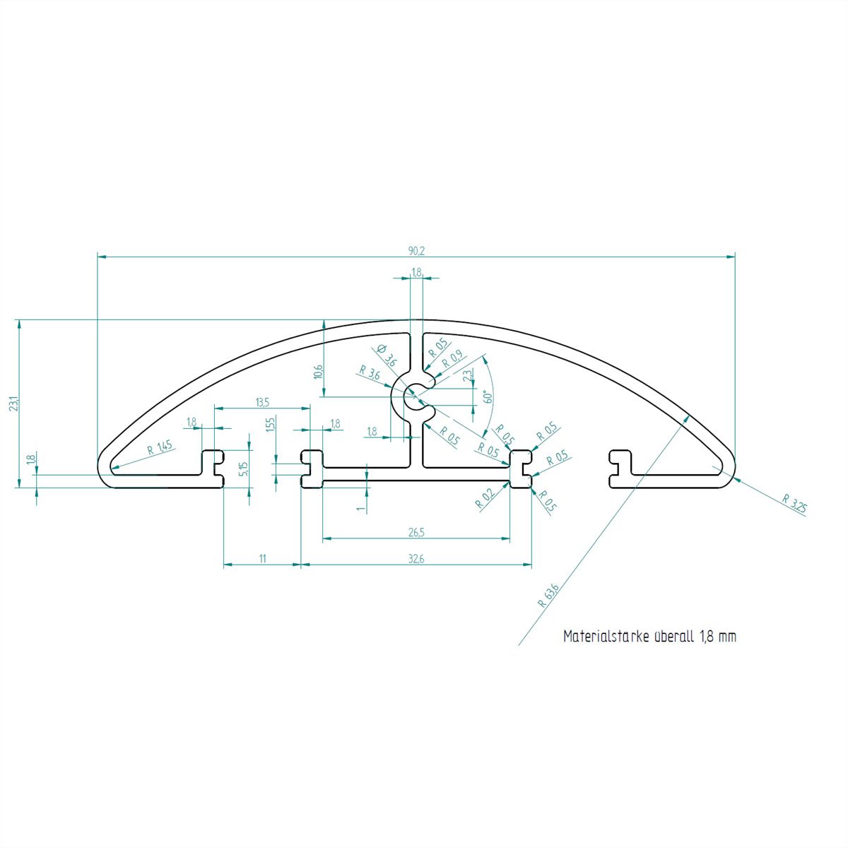 BACHMANN Easy-Bridge 100cm ALU eloxiert silber