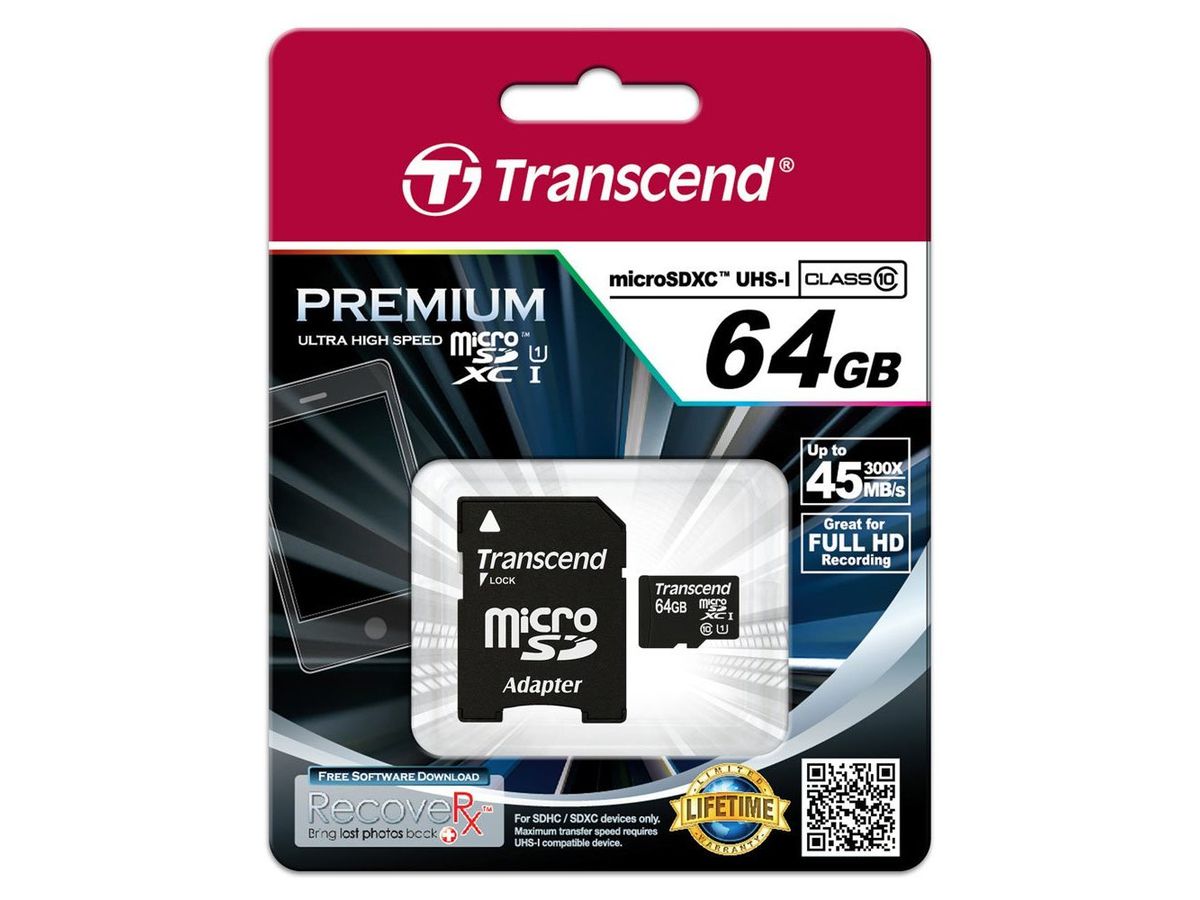 Transcend 64GB MicroSDXC Class 10 64GB MicroSDXC MLC Klasse 10 Speicherkarte