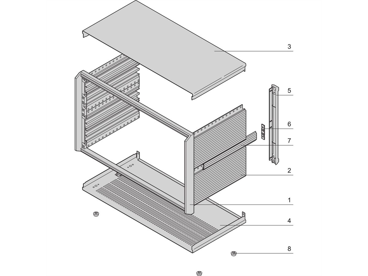 SCHROFF Gehäuse 4 und 6 HE, ungeschirmt - PROPAC PRO GEH.6HE 84TE 446T