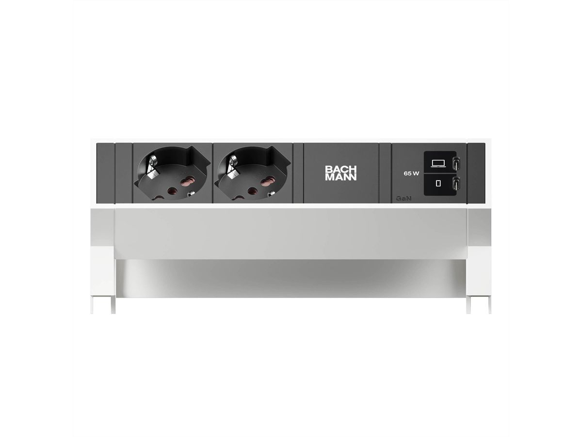 BACHMANN DESK2 2xP40 1xUSB C/C 65W, L=0,2m RAL9010