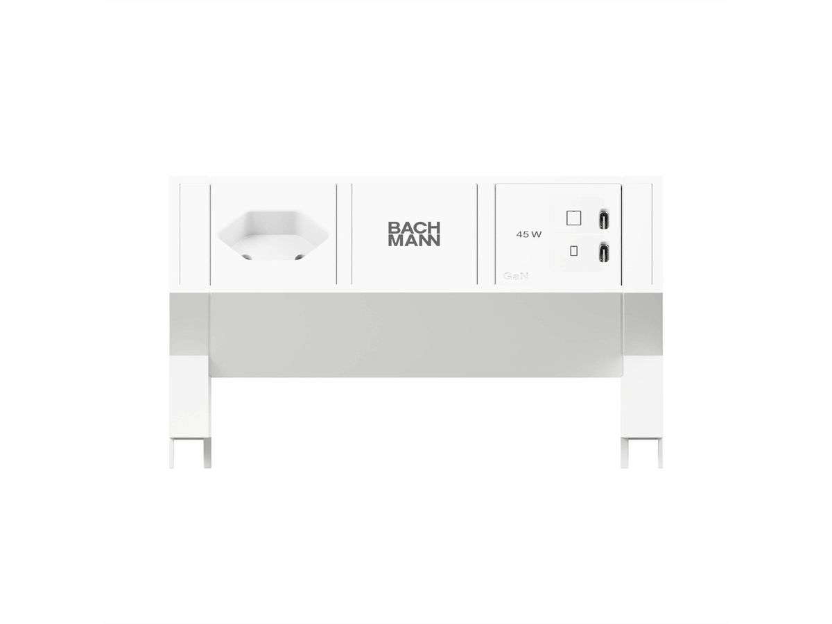 BACHMANN DESK2 white 1xCH 90°, 1xUSB C/C 45W L=0,2m RAL9010
