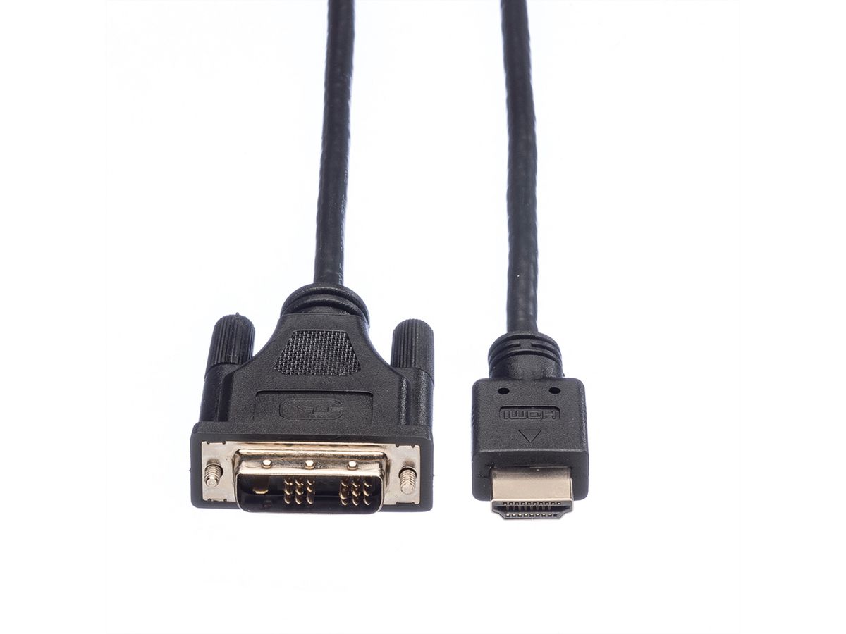 ROLINE Kabel DVI (18+1) ST - HDMI ST, schwarz, 10 m