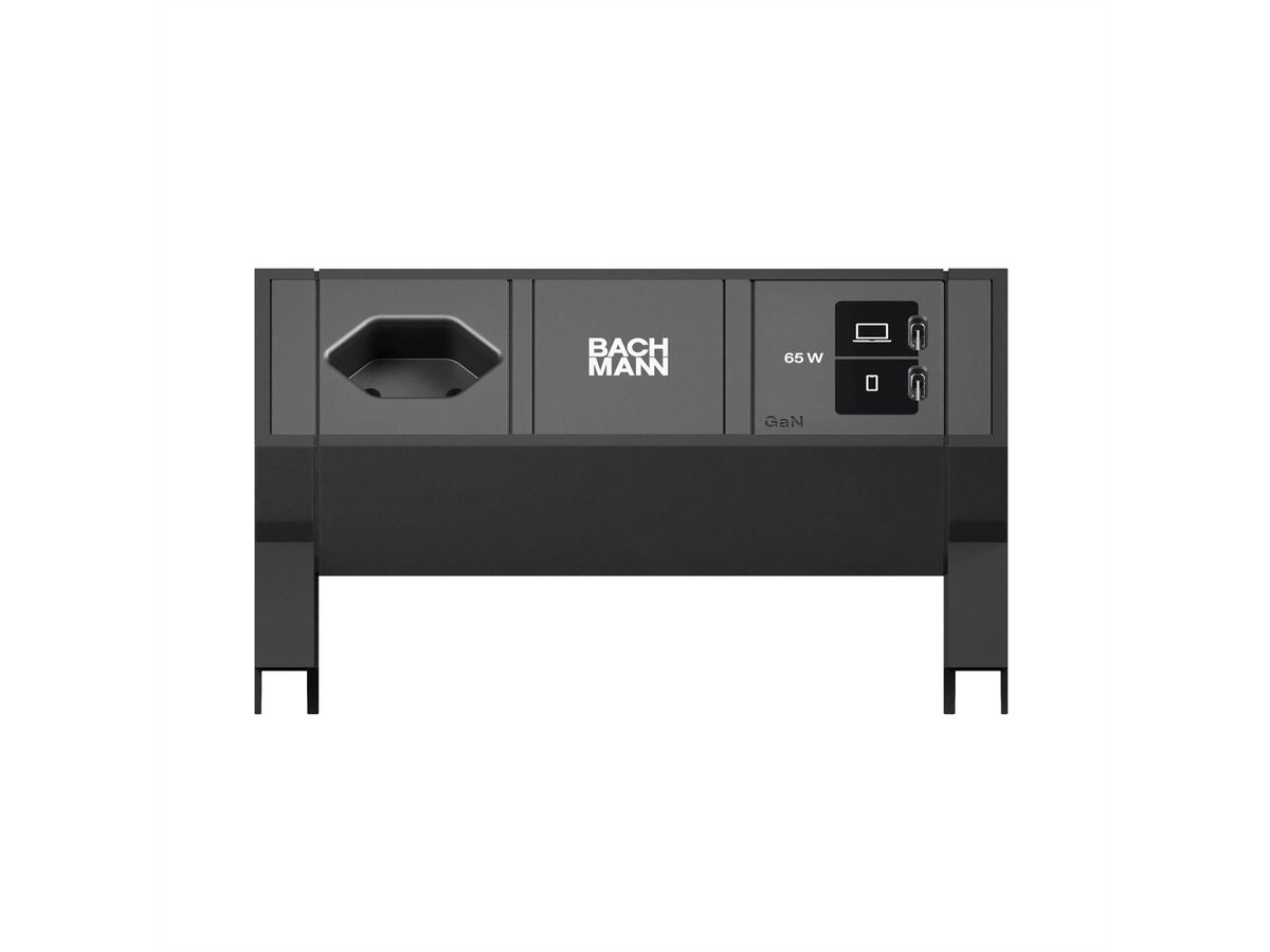 BACHMANN DESK2 1xCH 90° 1xUSB C/C 65W, L=0,2m RAL9005