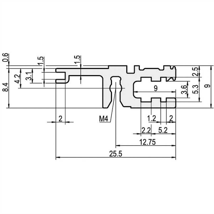 SCHROFF Typ L-VT leicht, vertiefter Einbau - MODULSCH. HINTEN 1MT L VT