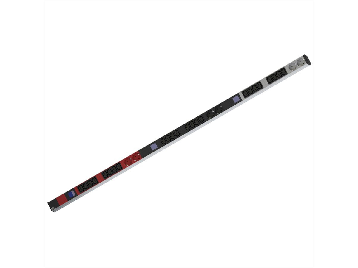 BACHMANN BN0500 19" PDU 1HE 24xC13 6x Schutzkontakt, Leistungsmessung, Anschluss CEE 3x 16A,rot