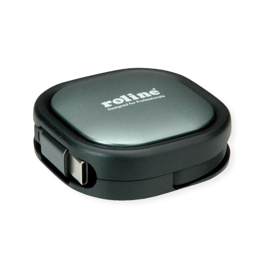 ROLINE USB 2.0 Aufrollbares Kabel, C-C ST/ST, schwarz, 1,2 m
