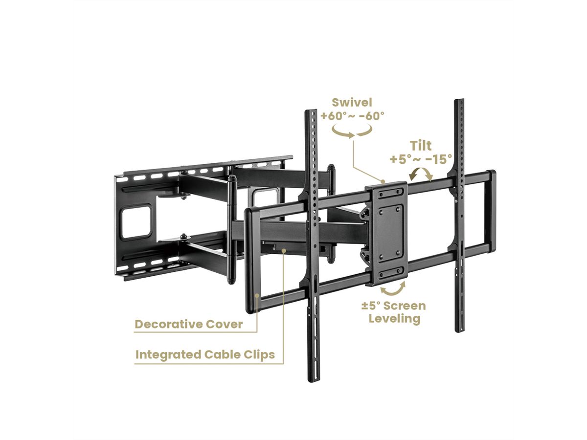 VALUE TV-Wandhalterung, flexibel, 60-120 Zoll, bis 120 kg