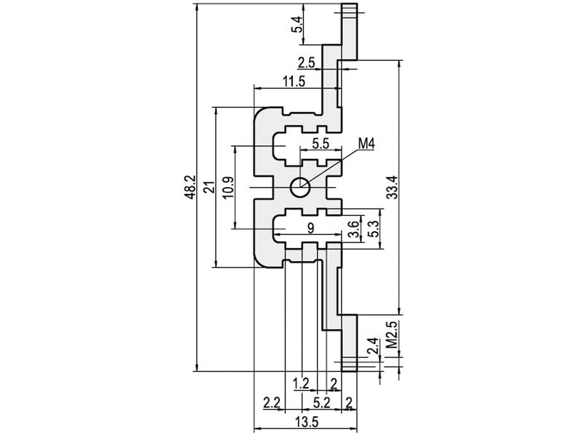 SCHROFF Modulschiene mitte, Typ MZ - MODULSCH. MITTE 84TE MZ