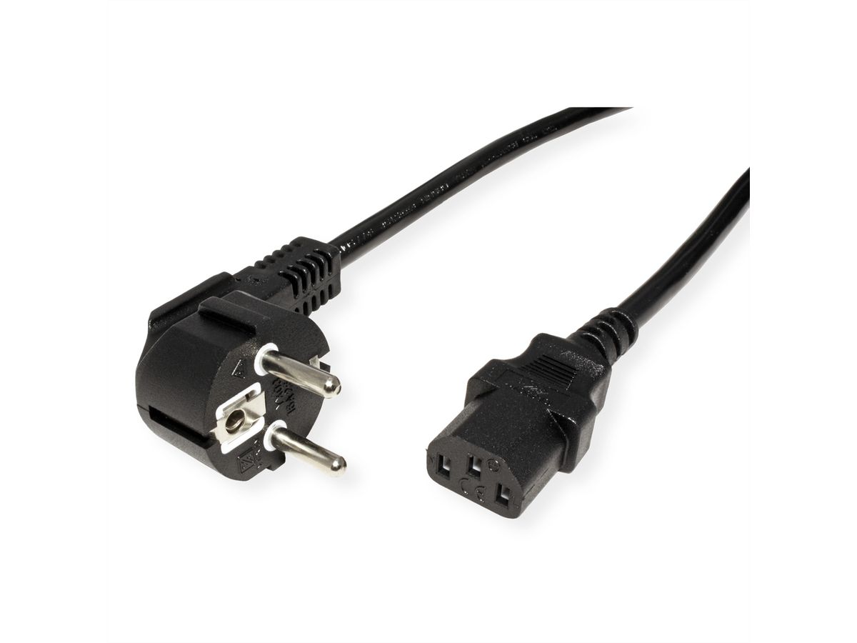 VALUE Netzkabel, gerade IEC-Buchse, schwarz, 3 m