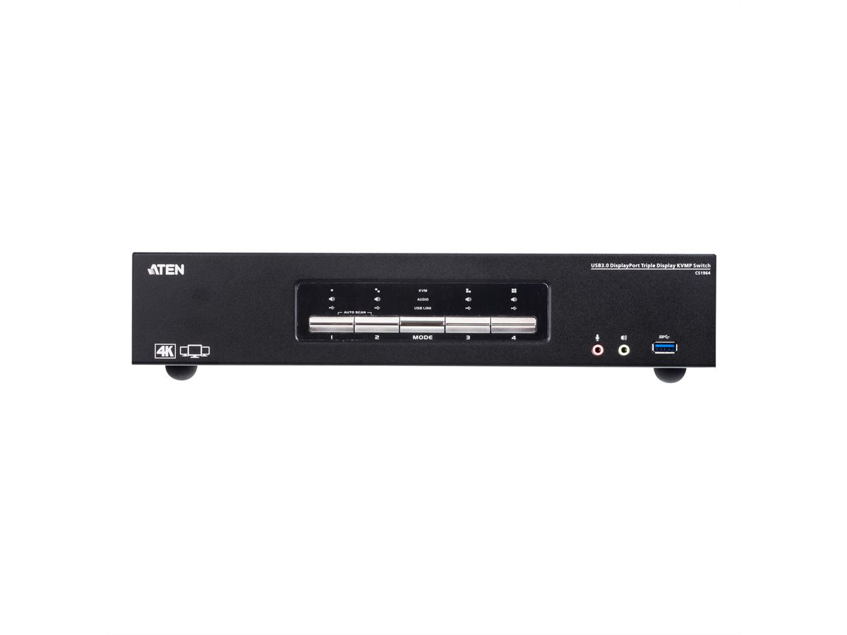 ATEN CS1964 4-Port USB 3.0 4K DisplayPort Dreifach Display KVM Switch