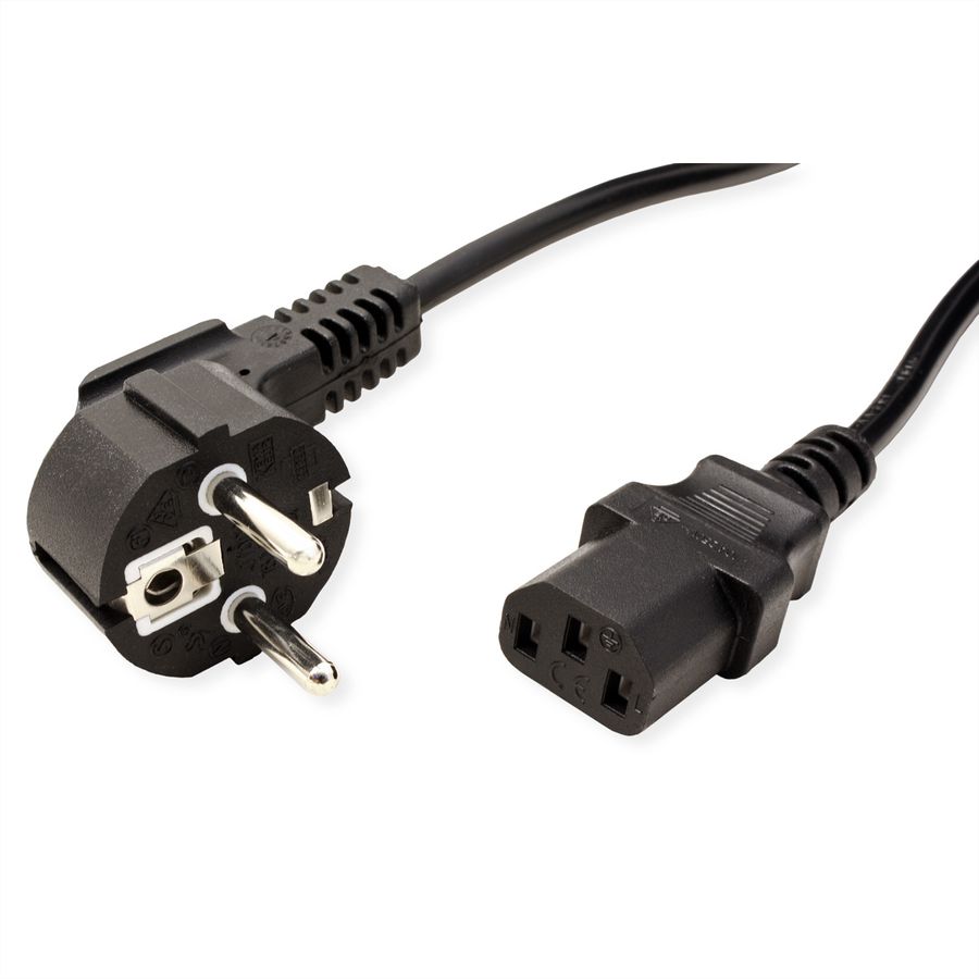 VALUE Netzkabel, CEE7/7-Stecker & IEC-Buchse gerade, schwarz, 1,8 m