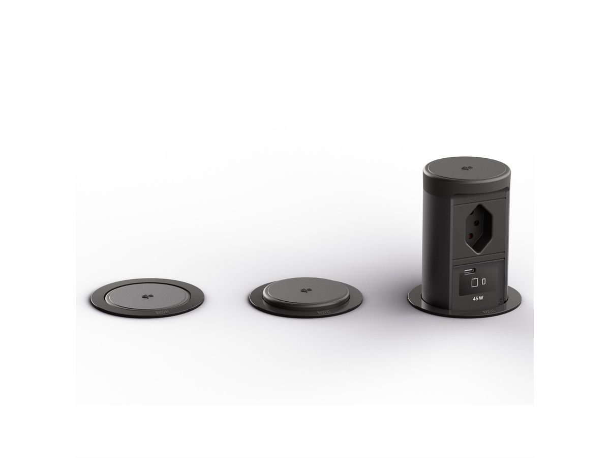 BACHMANN ELEVATOR2 1xCH T13, 1xUSB C Wireless Charger RAL9005 2,0m AE