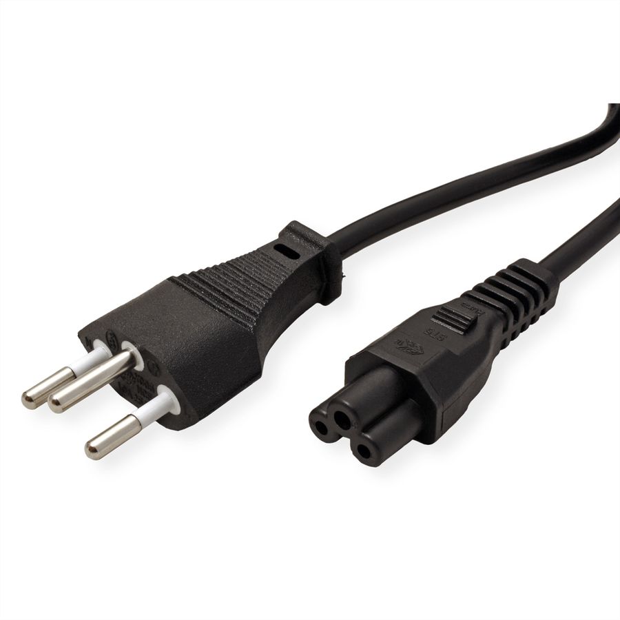 VALUE Netzkabel T12 auf C5, 3polig, schwarz, 1 m