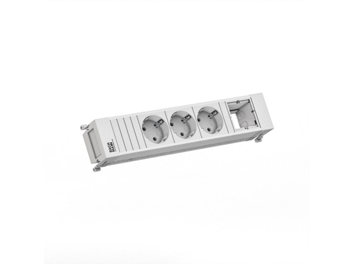 BACHMANN POWER FRAME 3xCEE7/3 1xCM 0,2m GST18 RAL9010