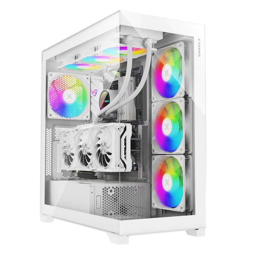 XILENCE Xilent Gleam X818.W.ARGB Gaming ATX PC-Gehäuse weiß, RGB ATX Midi Tower