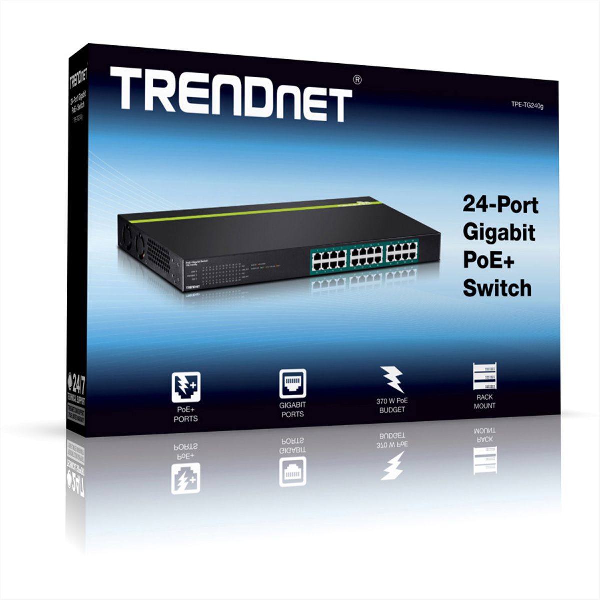 TRENDnet TPE-TG240g 24-Port Switch GREENnet Gigabit PoE+ 370W