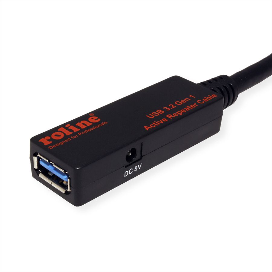 ROLINE USB 3.2 Gen 1 Aktives Repeater Kabel, schwarz, 15 m
