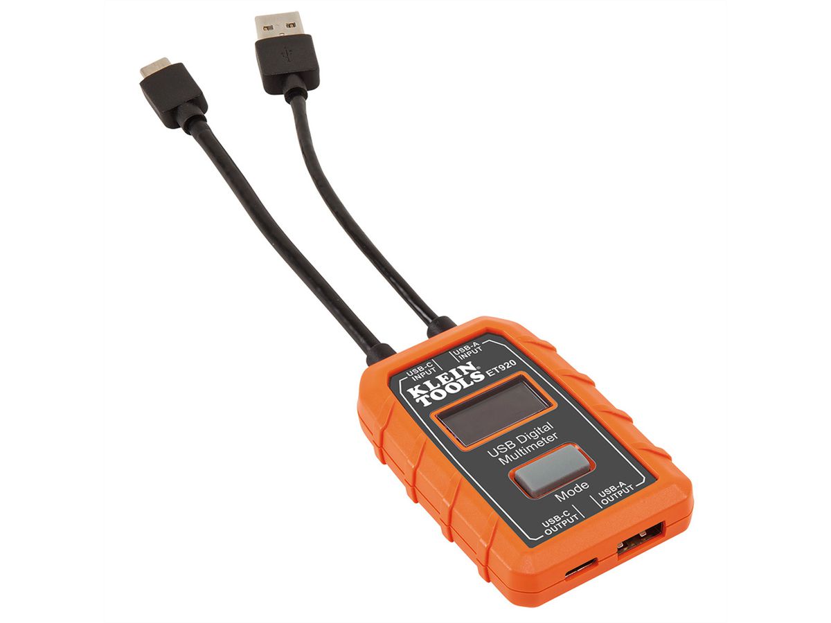 KLEIN TOOLS ET920 USB-Digitalmessgerät und -Prüfer, für USB-A und USB-C