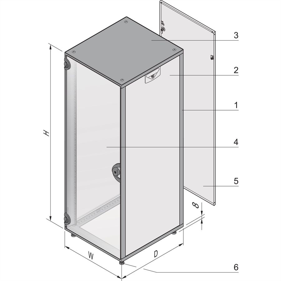 SCHROFF 19"-Schrank, mit Rauchglastür und Rückwand - NOVASTAR 43HE 553B 800T 7021