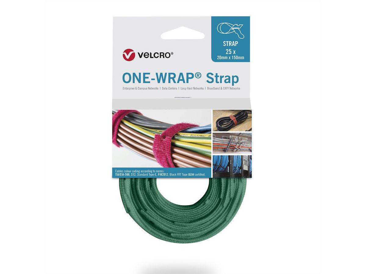 VELCRO® One Wrap® Strap 25mm x 300mm, 25 Stück, grün