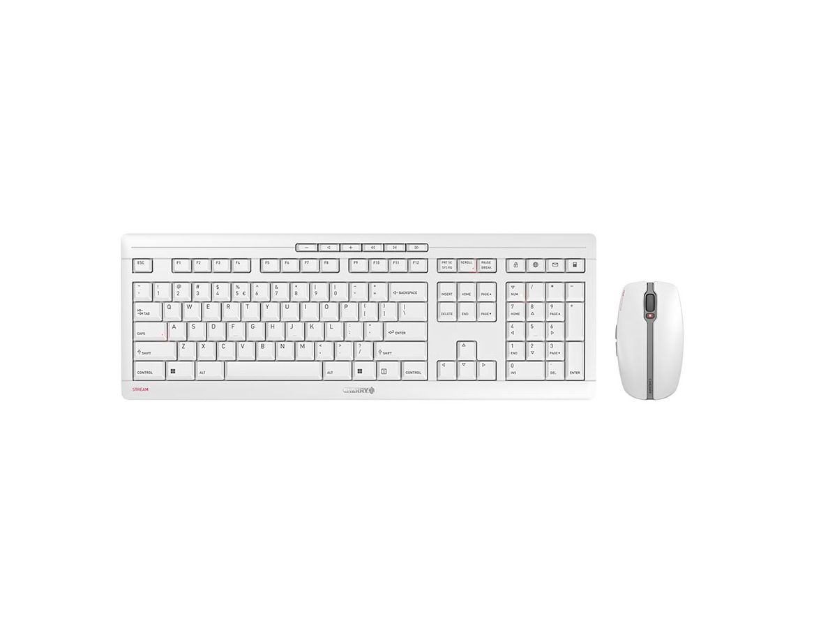 CHERRY Stream Desktop Recharge Tastatur Maus enthalten Universal RF Wireless QWERTY Englisch Grau