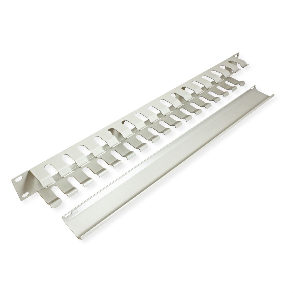 VALUE 19-Zoll-Frontplatte 1 HE mit Rangierkanal 40 x 40 mm, grau