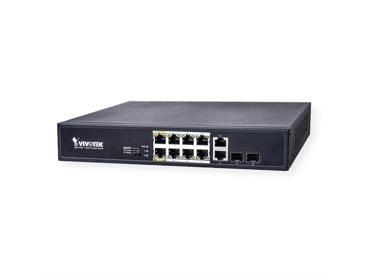 VIVOTEK AW-FGT-100D-120 Unmanaged 8xFE PoE + 2xGE Kombi Switch