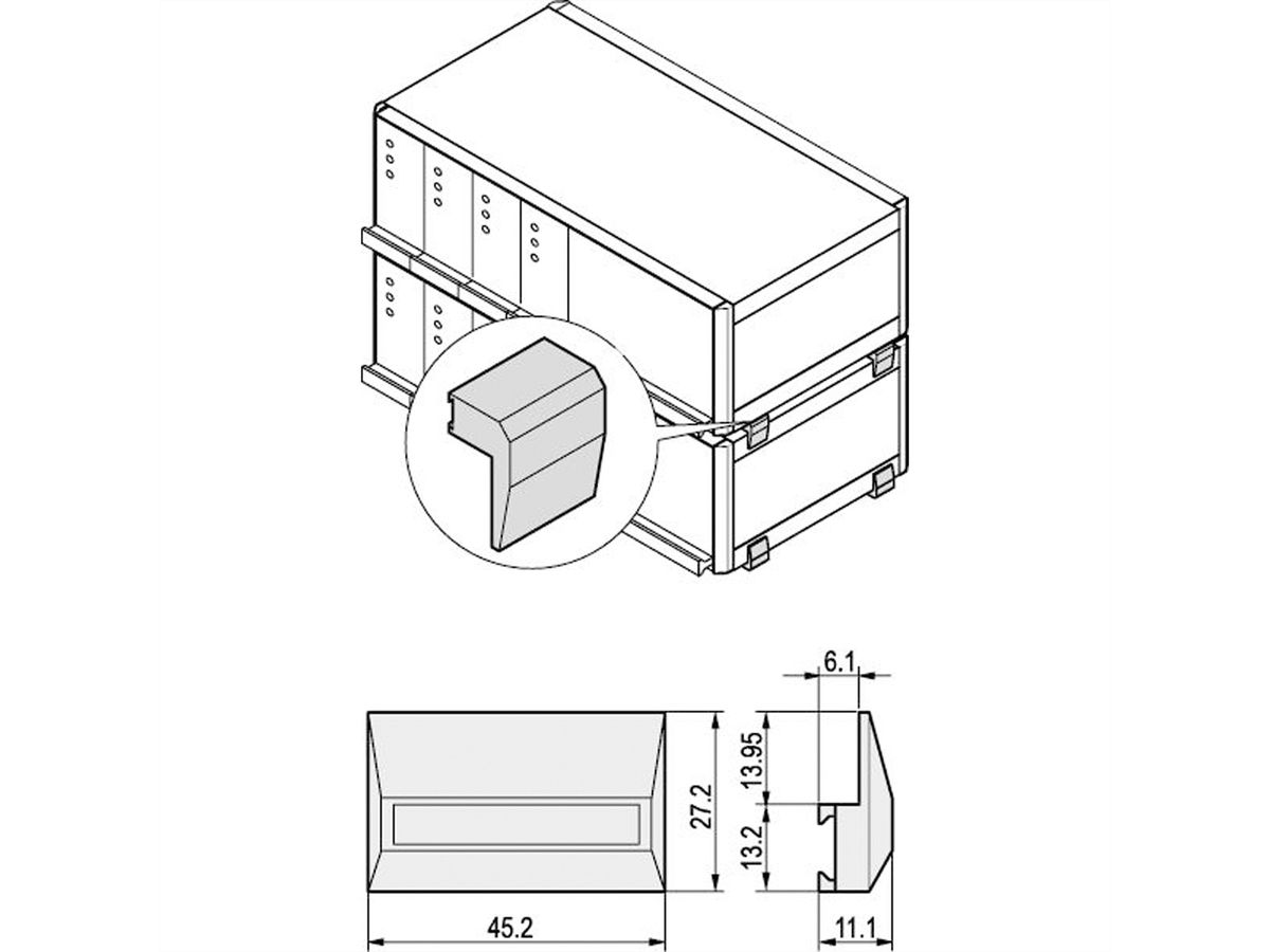 SCHROFF Stapelhilfe/Designelement - STAPELHILFE RAL9006 (4STK)