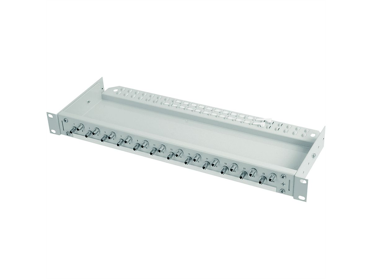 TELEGÄRTNER 19" LWL-Rangierverteiler ECONOMY V 1HE, mit 24xST Kupplg. Ker./Met., mont.