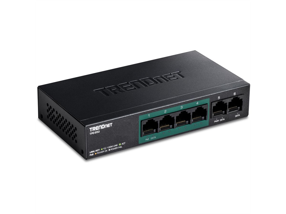 TRENDnet TPE-S50 6-Port PoE Switch 10/100Mbps 60W