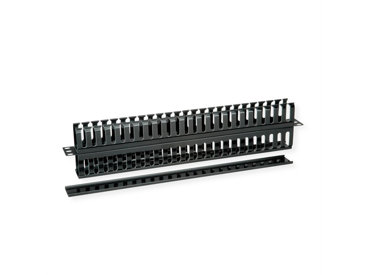 VALUE 19"-Frontplatte 1 HE, beidseitig mit Kabelkanal , schwarz