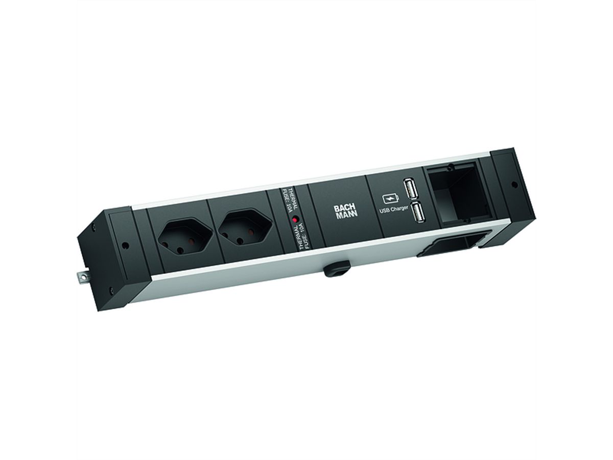 BACHMANN DESK RAIL 2xCH T13 USB Charger, 1xCM 2,0m GST18 Schweiz