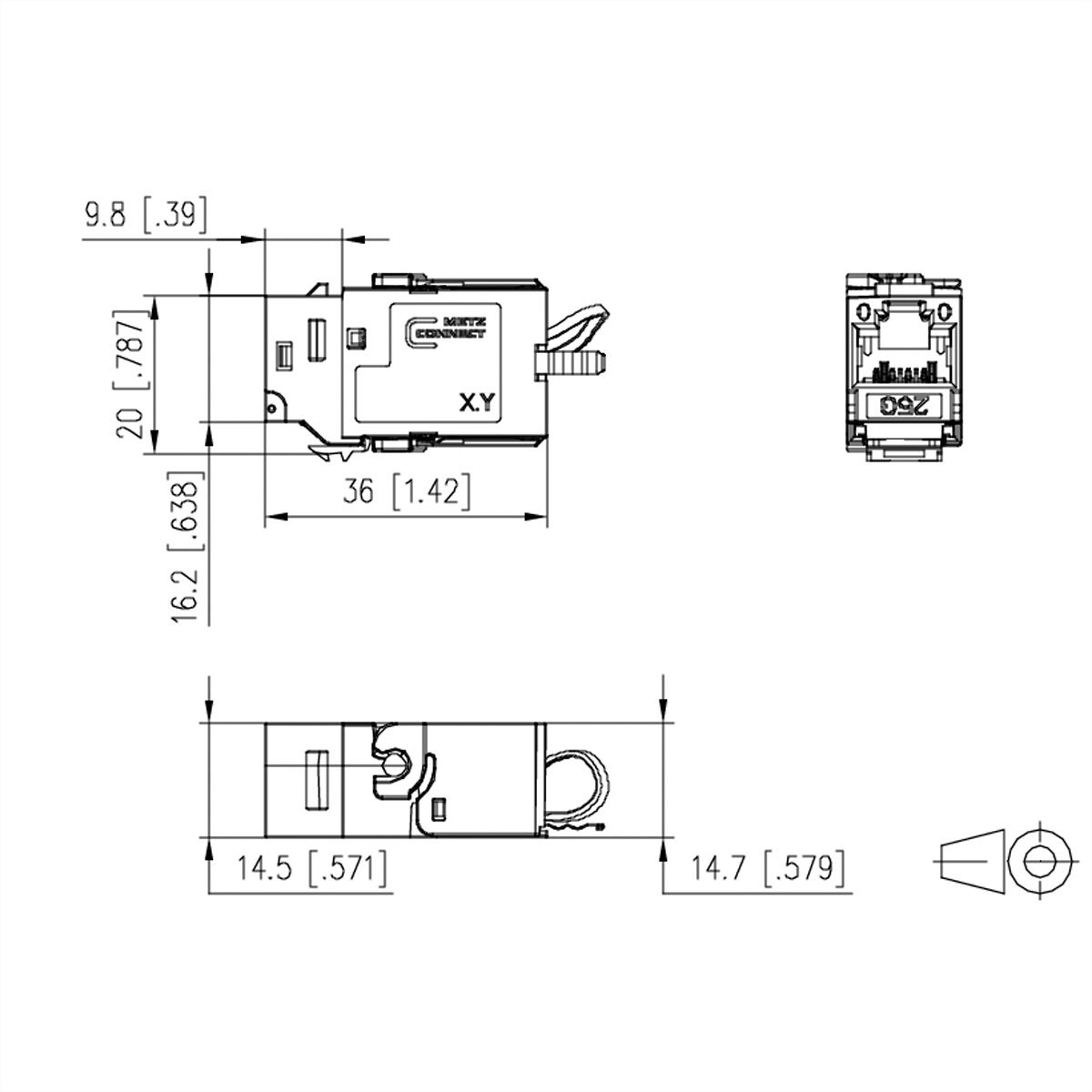 METZ CONNECT 25Gmodul, RJ45-Keystone-Modul