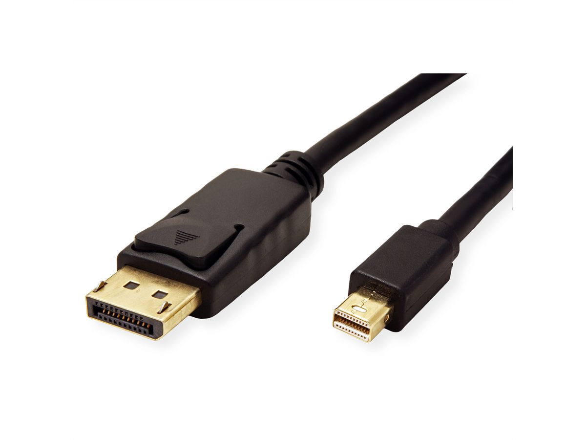 ROLINE Mini DisplayPort Kabel, v1.4, mDP - DP, ST - ST, schwarz, 2 m