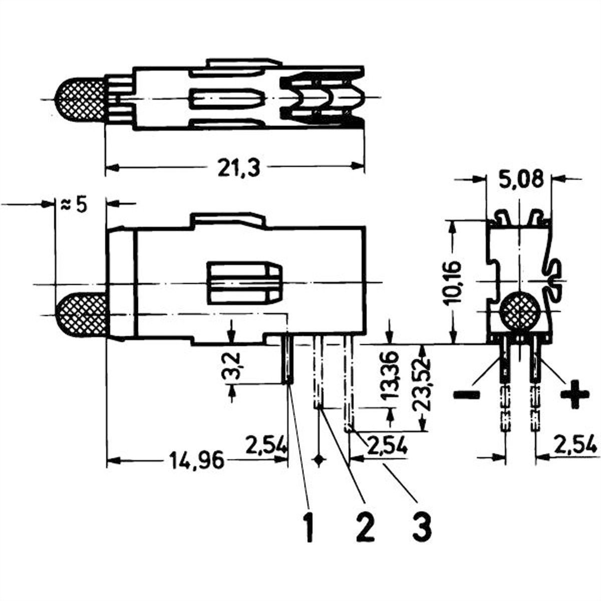 SCHROFF Einfach-LED, lange Bauform, x 3,2 mm - LEUCHTDIODE 3,2 RT 1.EBENE