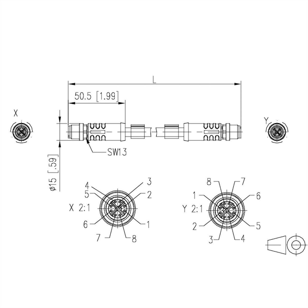 METZ CONNECT Verbindungsleitung M12 ST-M12 ST, 8-pol X-kodiert 