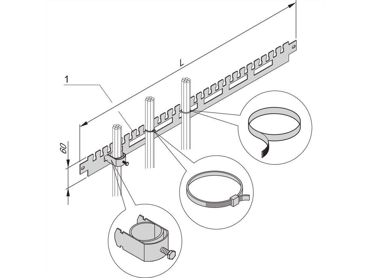 SCHROFF Kabelabfangschiene für die Schranktiefe - KABELABFANGSCHIENE 1200T(2X)