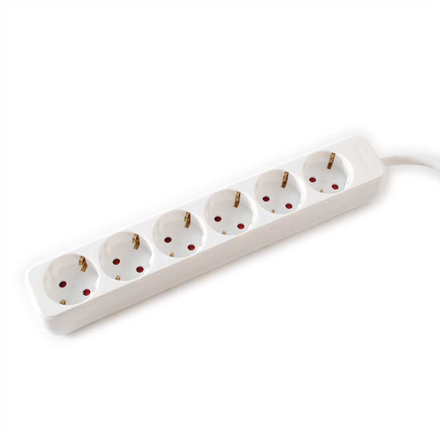 VALUE 6-fach Steckdosenleiste ohne Schalter, weiß, 3 m