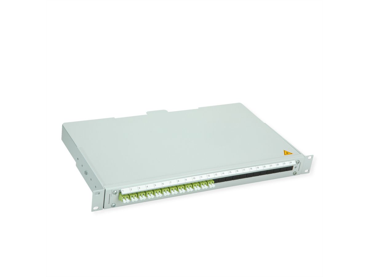 TELEGÄRTNER BASIS V LWL-Panel mit Kupplungen & Pigtails, 12x LC Duplex, lindgrün, OM5