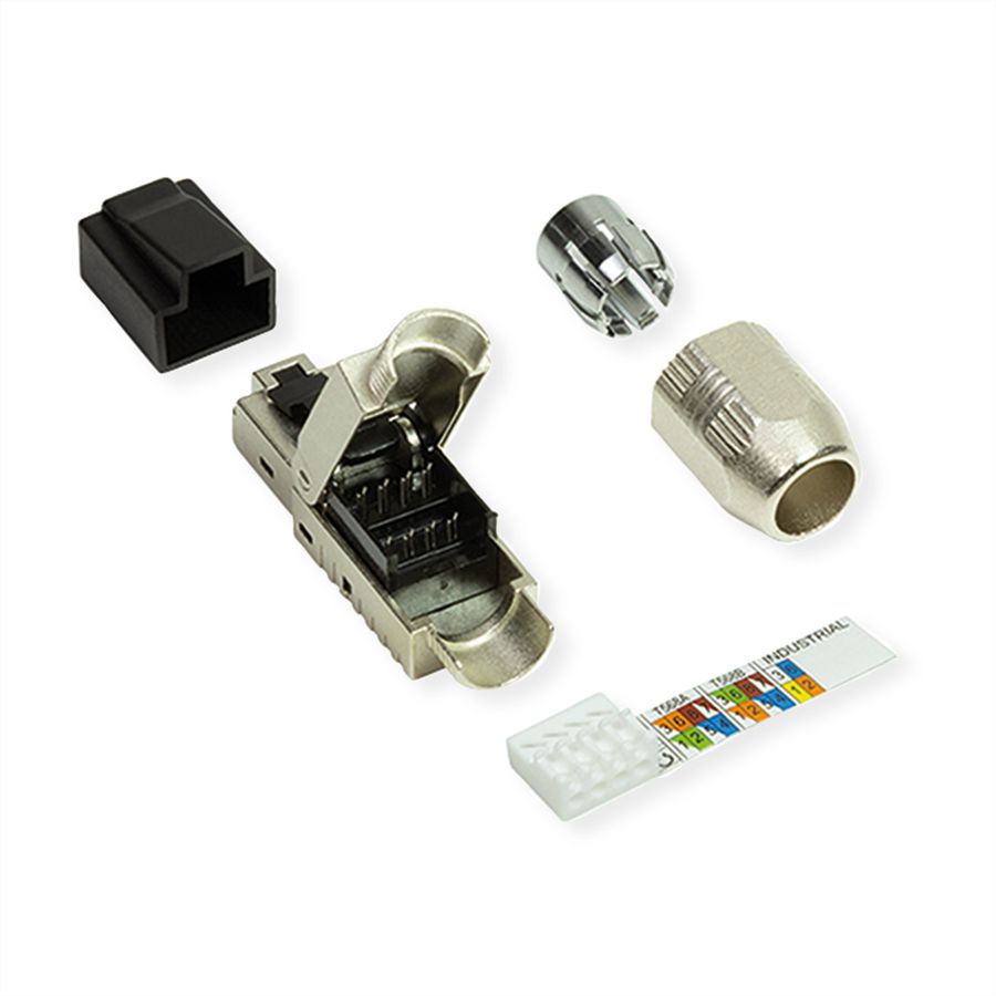 ROLINE feldkonfektionierbarer RJ-45 Stecker Cat.6A (Class EA), STP, silberfarben