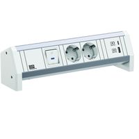BACHMANN DESK 2xCEE7/3 1xSchalter 1xUSB A/C 22W GST18 RAL9010