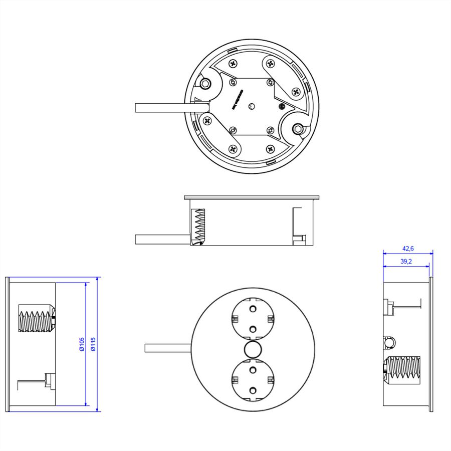 BACHMANN TWIST 2x Schutzkontakt, Aderendhülsen, Schutzkontaktmontagestecker, chrom, 2 m