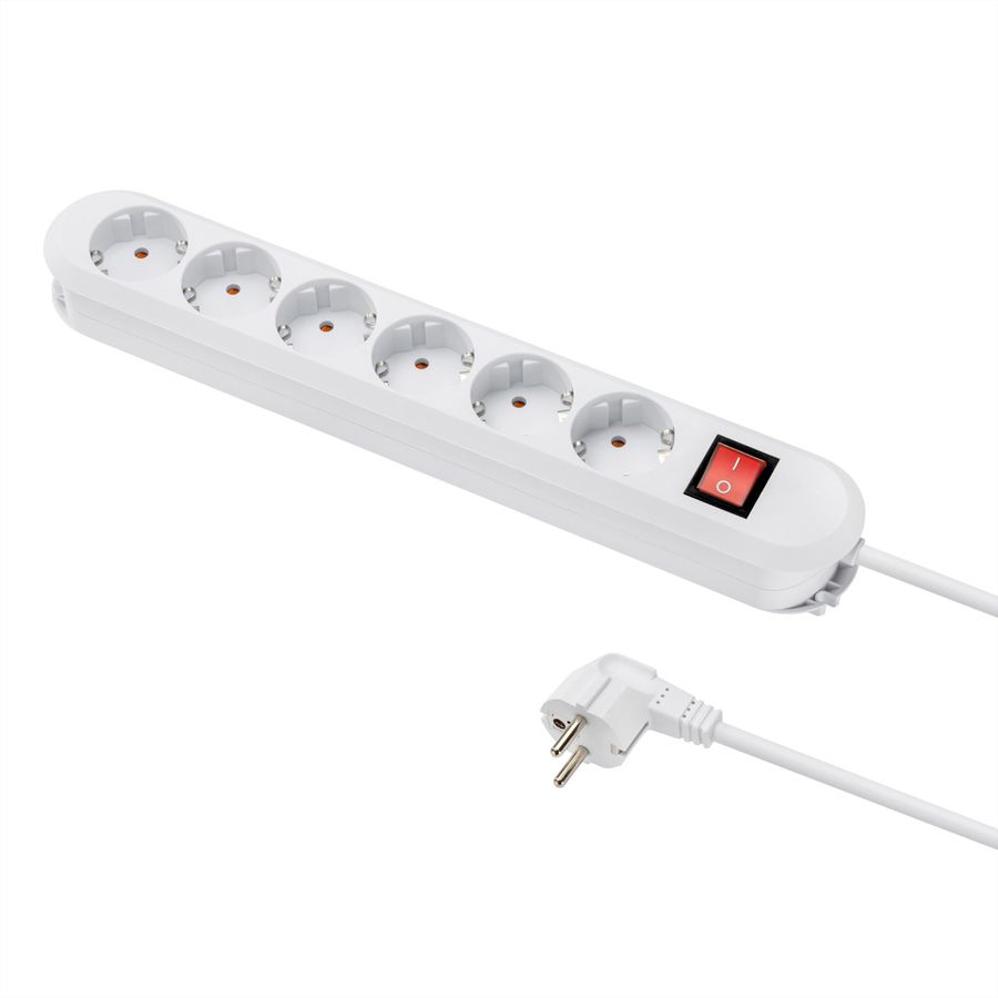 BACHMANN SMART Steckdosenleiste 6x Schutzkontakt, Schalter, weiß, 3 m