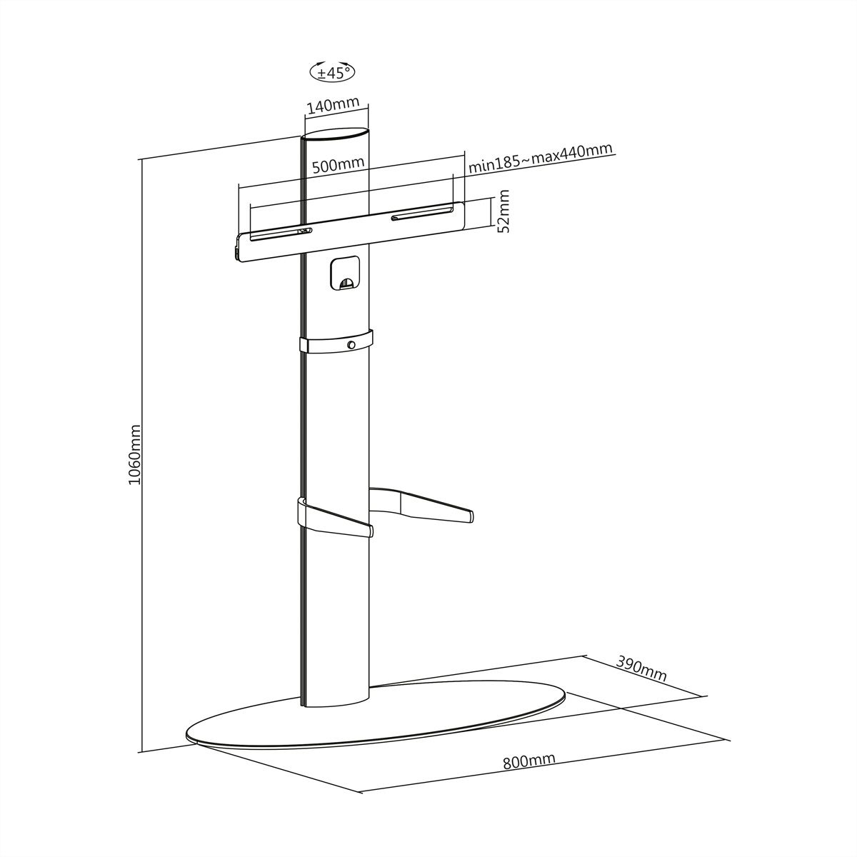 ROLINE LCD-/TV-Ständer, 32-55 Zoll, bis 40 kg, silberfarben